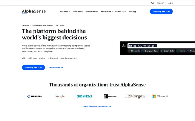 AlphaSense enterprise financial-search platform